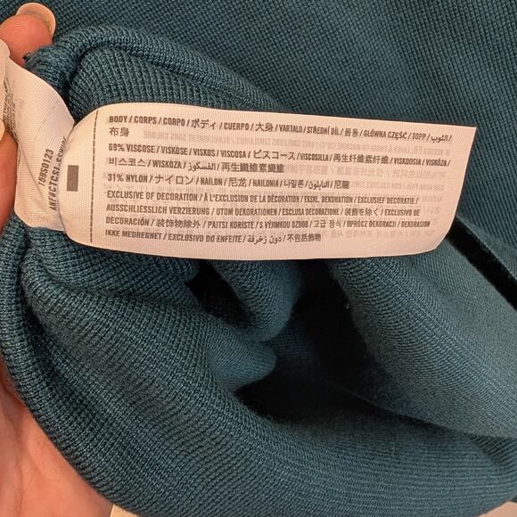 Abercrombie & Fitch Dress Teal Mini Sweater Sweetheart Bodycon Party - Size M - Picture 8 of 8